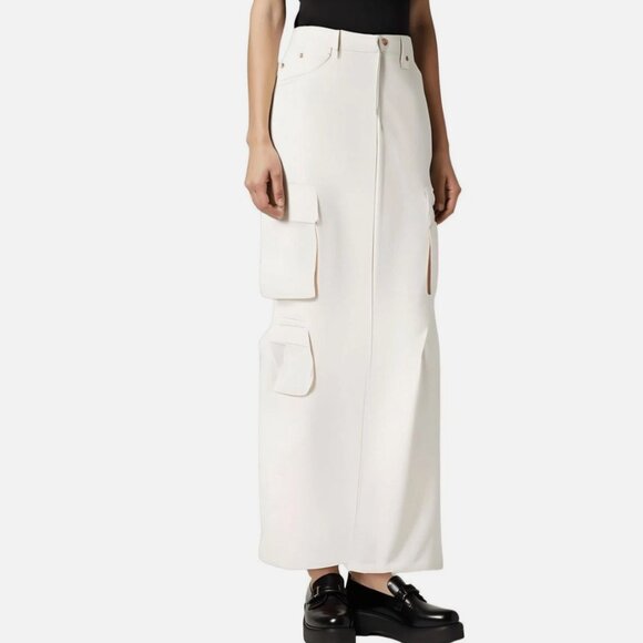 MOTHER DENIM fun dip cream / white maxi cargo grunge skirt NWT size 25 - Picture 1 of 1